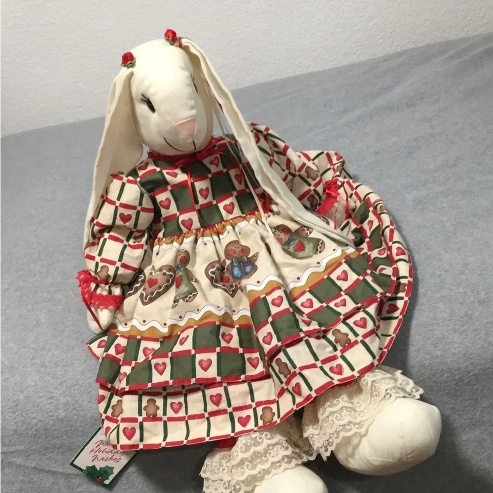 Easter Bunny Rabbit Plush Large Handmade Floppy Dress Cottage Fabric Country - Picture 11 of 11